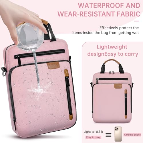 TORIBIO 13 Inch Tablet Sleeve Bag Padded Protective Travel Carrying Case | Fits 13" iPad Air M4 M3 M2, iPad Pro M5 M4 M2 M1, Samsung Galaxy Tab S9 FE+/S9+/S8+/S7 FE/S7+ 12.4" Surface Laptop Go 12.4" - color: Pink, size: 12.9 Inch