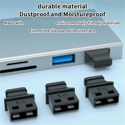 USB Cover Cap 30Pcs USB-A Port Cover with Handle - Anti-Dust Plug for Laptop and Computer Socket Protection Caps