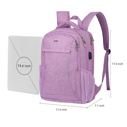 Voova Travel Laptop Backpack, Business Work Laptop Backpack for Women & Men with USB Charging Port, Waterproof Slim Durable College Computer Bag Fits 15.6 Inch Laptops and Notebook, Purple - color: Purple