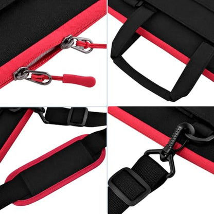 Laptop Case 15.6 inch Shoulder Bag, Durable Shockproof Protective Computer Carrying Briefcase with Multi-Pockets and Strap Compatible with Most 15.6 inch Notebooks,Black red - color: Black Red, size: 15.6"