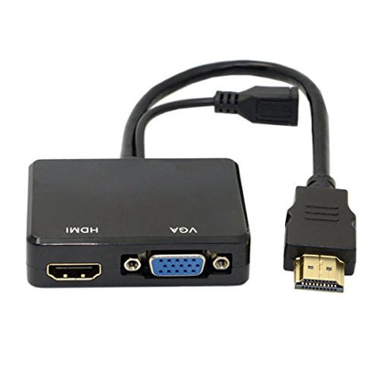 JSER HDMI to VGA & HDMI Female Splitter with Audio Video Cable Converter Adapter for HDTV PC Monitor - style: HDMI to HDMI+VGA