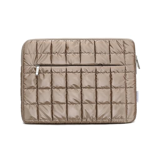 Canvas Life 360 Protective Plush Laptop Sleeve 14-14.4-inch Laptop Sleeve Bag Compatible with HP, Lenovo, Dell, ASUS, MacBook Pro 14-inch - Quilted Design(Khaki, 14 inch / 14.0 inch) - color: Khaki
