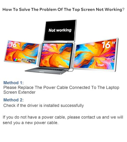 16" Laptop Screen Extender, 1200P IPS Quad Monitor | For 13.6-17.3-inch laptops; supports Windows 10+ and 2019+ MacBooks with M1/M2/M3/M4 via one USB-C/A cable - size: 16 inches