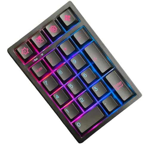 BOYI TD21 Hot Swap Numpad,21 Keys Mini Numpad Portable Keypad Bluetooth5.0/2.4G/Wired Number Pad Keyboard PBT Keycaps RGB Backlit Type-C Mini Keyboard (Cool Black Cherry Keycaps) - color: Cool Black Cherry Keycaps