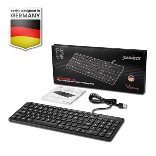 Perixx PERIBOARD-333RGB Wired Backlit USB Keyboard- X Type Scissor Keys - Compact 14.25x4.57x0.83 Inches - Big Print Letters - RGB Backlit - US English - style: Wired Backlit