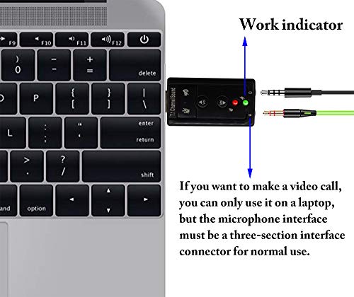 Hi-Speed USB 2.0 7.1-Channel Virtual USB 3D Stereo Audio Adapter External Sound Card with 3.5 mm Audio and Microphone Ports, Internal Amplifier and Volume Controls - color: led