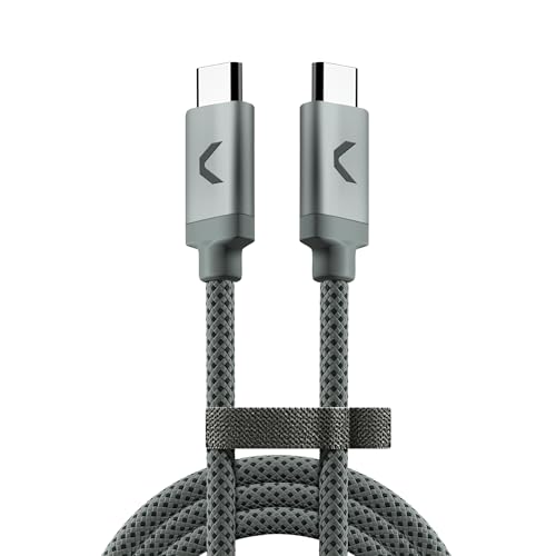 Clemm USB C to USB C Cable 100W 6.5ft, USB 3.2 Fast Charging Nylon Braided, Data Transfer & Video Output, Compatible with iPhone 17/16/15, Samsung Galaxy S25/S24, iPad Pro, MacBook Pro, Muted Gray - color: Muted Gray, size: 6.5ft, style: USB-C to USB-C