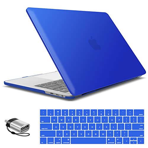 IBENZER Compatible with MacBook Pro 15 Inch Case 2019 2018 2017 2016 A1990 A1707, Hard Shell Case with Keyboard Cover & Type C Adapter for Mac Pro 15 Touch Bar, Royal Blue, T15-RBL+1TC - color: Royal Blue, size: For Macbook Pro 15" with Touch Bar A1707&A1