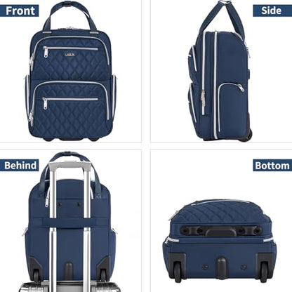 Underseat Carry On Luggage with Wheels, 17 inch Lightweight Overnight Soft Sided Personal Luggage Bag Carry-On Suitcase for Short Trip Travel Business, Blue - color: Blue