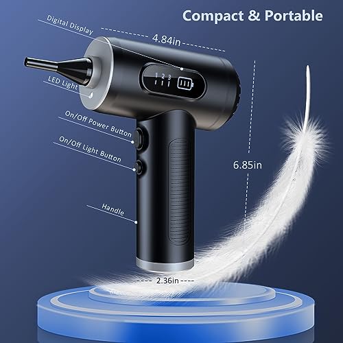 Electric Compressed Air Duster, 3-Gear Dust Blower for Computers Cordless PC Dusters Keyboard Electronics Cleaning Kit - 50000RPM 6000mAh Rechargeable with LED Light Display