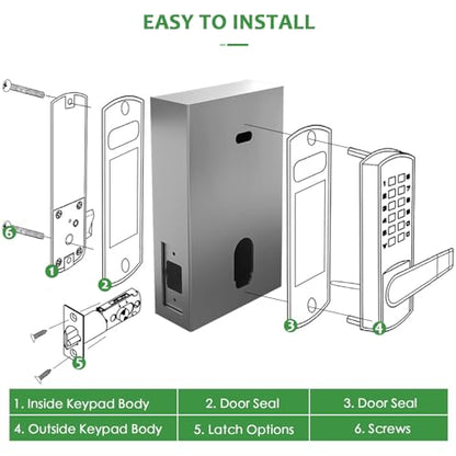 Steel Gate Lock Box (1 3/4" Thickness) - for All BH Railing Mechanical Code Lock, Lock Box for Metal Gates and Fence (NOT for Aluminum GATE), 2 3/8"(60mm) - 2 3/4" (70mm) Backset, BH-SLB4512000 - color: unfinished - Lock Box