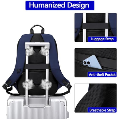 Business Backpack for Men 15.6 Inch,Slim & Expandable Waterproof Travel Laptop Backpack - color: Blue