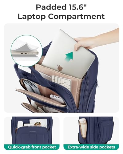 BAGSMART Small Underseat Carry on Luggage with Wheels, 16 inch Small Under Seat Luggage, Lightweight Travel Suitcase for Women, Navy Blue - color: Blue
