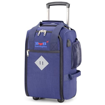 Boardingblue 17x10x9 Inches United Airlines Rolling Personal Item Under Seat Duffle Bag Luggage Suitable For Major Airlines Including Spirit, and Frontier Airline (Navy) - color: Blue
