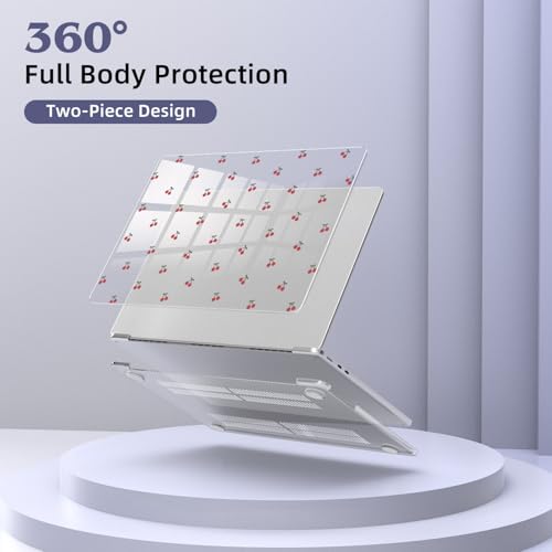 for MacBook Air 13.6 Inch Case M5/M4/M3/M2 2026-2022 Release A3449 A3240 A3113 A2681 Cute Cherry Design Crystal Clear Girly Case Laptop Protective Hard Shell Cover - color: Cherry