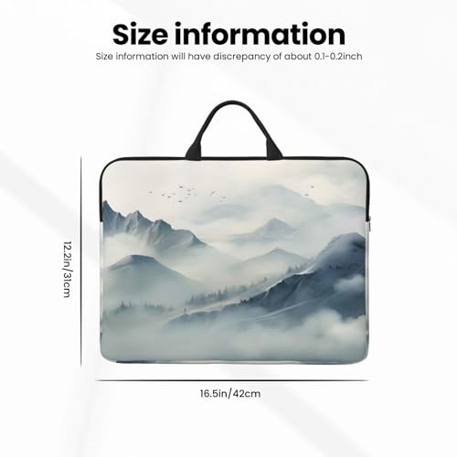 Ink Mountains and Rivers 14 Inch Laptop Sleeve Case，Handheld Waterproof/Shockproof Computer Carrying Bag Suitable for Daily Travel/Tourism/Business Trips, etc - color: Ink Mountains And Rivers