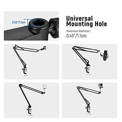 NEEWER Metal Table Mounting Clamp for Microphone Suspension Boom Scissor Arm Stand Holder with an Adjustable Positioning Screw, Fits up to 1.9inch/5centimeters Desktop Thickness (Black)