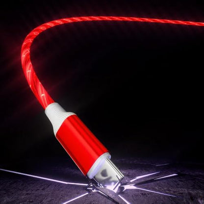 IHAO USB A to C Charger Cable PD Fast Charge and High Speed Sync Visible Starry LED Current Flowing Compatible with All USBC Device-Starry Red A to C 39Inches - color: Starry Red A to C