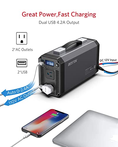 BESTEK 1200 Watt Power Inverter, 12V DC to 110V AC Car Inverter with LCD Display, 2 AC Outlets, 5V/2.4A USB Port, Cables Included, Car Power Converter for Truck, Home, Vehicles, Laptop - color: Grey