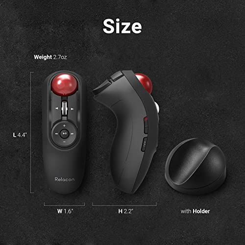 ELECOM Relacon Handheld Trackball Mouse, Thumb Control, 2.4GHz Wireless, Ergonomic Design, 10-Button Function with Smooth Tracking, Windows11, MacOS (M-RT1DRBK) - style: 2.4GHz