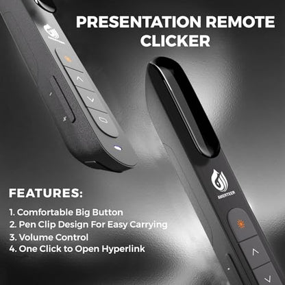 AMERTEER Wireless Presenter,Support Hyperlink RF 2.4GHz Powerpoint PPT Clicker Presentation Remote Control Laser Pointer Flip Pen - color: Red Light