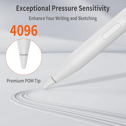 Rechargeable MPP 2.0 Tilt Stylus Pen for ASUS, 4096 Pressure Palm Rejection | Compatible with ASUS Zenbook Vivobook, Transformer, ROG, ExpertBook, HP, Surface Pro, DELL, Ideal for Drawing & Note-Taking - color: 4096-White