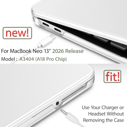 May Chen for MacBook Neo 13 inch Liquid Retina Display ((2026 Release A3404), Slim & Lightweight Protective Case with Screen Protector&Keyboard Cover&Dust Plug, Crystal Clear - color: Crystal Clear
