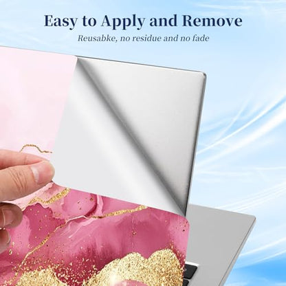 Universal Laptop Protective Skin,Trim-to-Fit Vinyl Sticker for 13–16 Inch Laptop,MacBook,Tablet & Notebook,Scratch-Proof Waterproof Cover,Pink Gold Marble - color: Pink Gold Marble