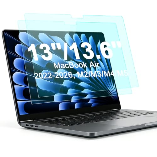 2-Pack Anti Blue Light Screen Protector for MacBook Air 13.6/13 Inch (2022-2026, M2 M3 M4 M5 Chip), Matte Anti Glare Filter Eye Protection Shield for Mac 13.6'', Anti-Scratch Protector - size: MacBook Air 13.6 Inch(2022-2026)