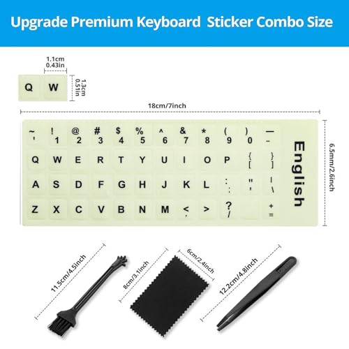 Glow in The Dark Keyboard Sticker [4 in 1], Luminous Replacement English Letter Keyboard for Laptop, Desktop & Notebook - color: Glow Letter