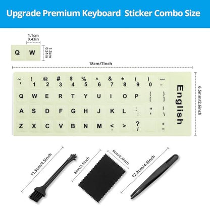 Glow in The Dark Keyboard Sticker [4 in 1], Luminous Replacement English Letter Keyboard for Laptop, Desktop & Notebook - color: Glow Letter