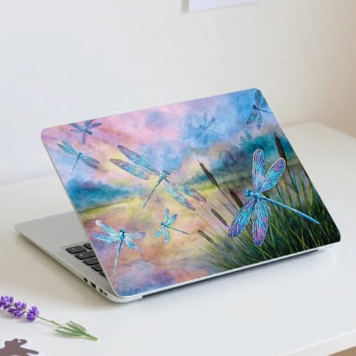 PLIGREAT Dragonfly Laptop Decal Sticker Skin Cover, Landscape Painting Laptop Stickers Skin Decal Fits 12" 13" 13.3" 14" 15" Laptops Universal Waterproof Removable Notebook Art Protector - color: Dragonfly