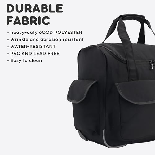J World New York Donna Rolling Tote Bag on Wheels. Laptop Carry-On, Black (Measures 15 X 17 X 8.3 inches, Holds over 35 litres) - color: Black