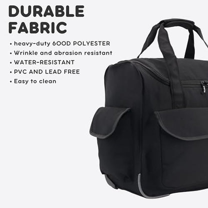 J World New York Donna Rolling Tote Bag on Wheels. Laptop Carry-On, Black (Measures 15 X 17 X 8.3 inches, Holds over 35 litres) - color: Black
