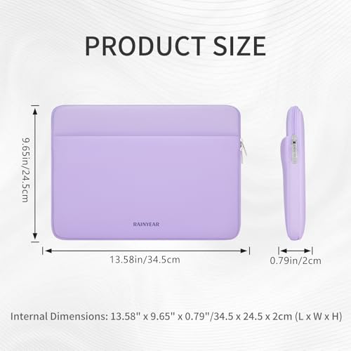 RAINYEAR Laptop Sleeve Case 13.3 Inch, Protective Portable Case with Front Pocket, Briefcase Handbag Laptop Bag Compatible with 13.3-14 Inch Laptop PC, 14 Inch MacBook Pro M5 M4 M3 M2 M1, Purple - color: Purple, size: 13.3-14 inch