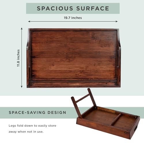 ROSSIE HOME Large Wood Bed Tray – Java Bamboo, Fits 15.6” Laptops - color: Java Bamboo, size: Large