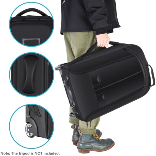 Neewer 2-in-1 Rolling Camera Bag Backpack Suitcase Style Convertible with Double Handle, Shockproof Trolley Case with Removable Padded for SLR/DSLR Cameras Tripod Lenses (Black/Red) | Convertible with Double Handle, Shockproof Trolley Case with Removable