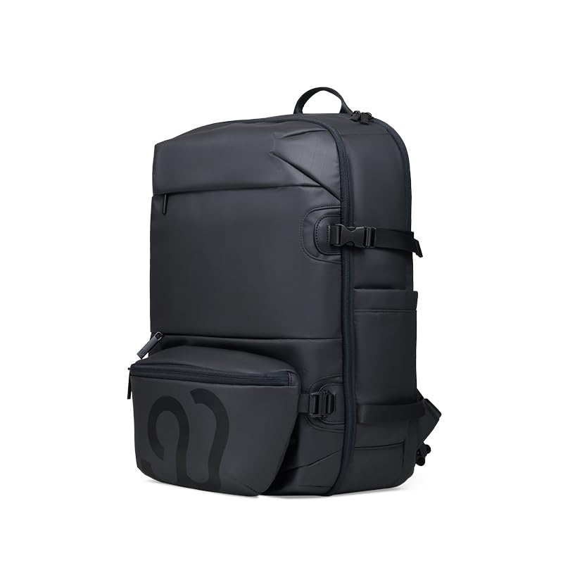 NINETYGO Travel Backpack for Men & Women, Black | Carry On, Airline Approved, Waterproof, 24.7L, Detachable Shoulder Bag, Fits 15.6 Inch Laptop - color: Black