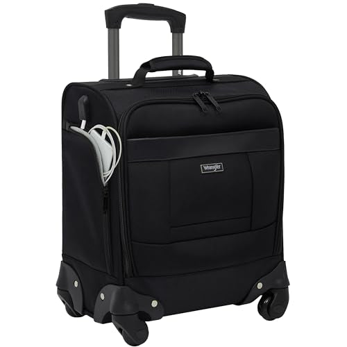Wrangler 17" Underseat Spinner Carry-On Luggage, Black - color: Black