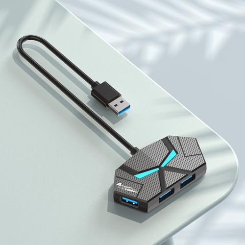 USB 3.0 Hub, 4-Port USB Hub, USB Splitter, USB Extender with Power Port for Laptop, PC, Xbox, Gamepad,Flash Drive, HDD, Console, Printer, Camera,Keyborad, Mouse,USB Fan (USB A) - style: 4-port USB A