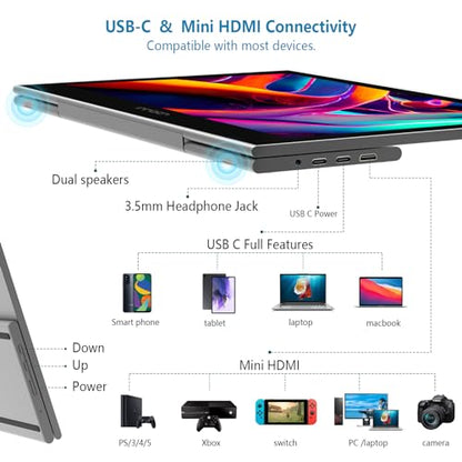INNOCN 15.6 inch Portable Monitor Touchscreen | 1080P | HDMI, USB C HDMI | for MacBook, Windows, Tablets, Android, Chrome, PS4, Switch, Mini PC | 400Nits | 100% sRGB - style: with Foldable Stand