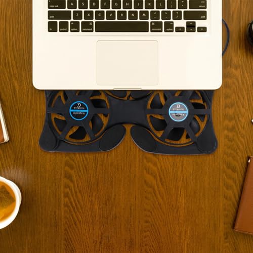 SHERCHPRY Portable Laptop Cooling Pad Dual Fans Foldable Small Notebook Cooler with Efficient Heat Dissipation for Travel and Office Use Black
