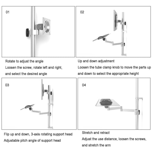 Monitor & Keyboard Wall Mount, Single Arm Computer Screen Workstation, Full-Motion Articulating Arm, W/Keyboard Tray, for 17-27 Inch Screen, Load Capacity 10kg