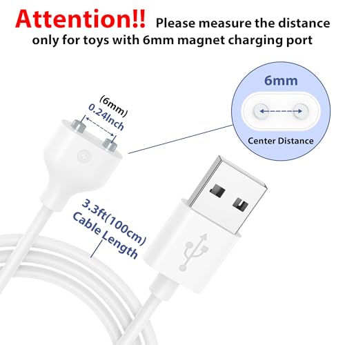 Meliya 2Pack Magnetic USB DC Charger Cable(6mm/0.24inch), Replacement Charging Cord for Rechargeable Toys Massagers Electric Toothbrush (6MM-2pack) - size: 6MM-2pack
