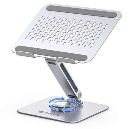 ORICO Adjustable Laptop Stand with 360° Rotating Base, Foldable Aluminum Alloy Laptop Riser for Desk, Compatible with MacBook Neo Air Pro, Dell, HP (Up to 17") - ST10, Silver - color: Silver