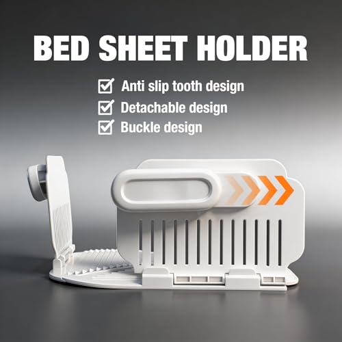 Bed Sheet Holder for Corners, New Upgrade Bed Sheet Grippers Dual-Side Lock Design, 4Pcs Bed Sheet Holders Heavy Duty Sheet Clips Fitted All Mattress Sizes, Lock Sheet Holders Keep Firm (White)