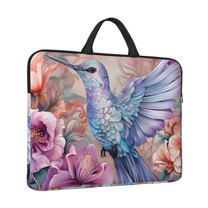 Pink Flower Hummingbird 14 Inch Laptop Sleeve Case，Handheld Waterproof/Shockproof Computer Carrying Bag Suitable for Daily Travel/Tourism/Business Trips, etc - color: Pink Flower Hummingbird