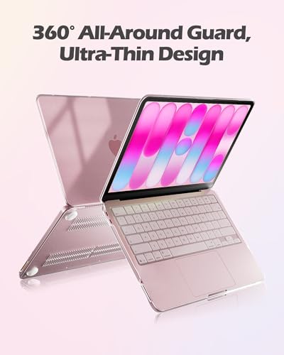 ProCase Clear Case for MacBook Neo 13 Inch 2026 Model A3404, Ultra-Thin Hard Shell Protective Laptop Cover with Keyboard Cover & 50 PCS Pink Stickers - color: Clear Case + Pink Stickers