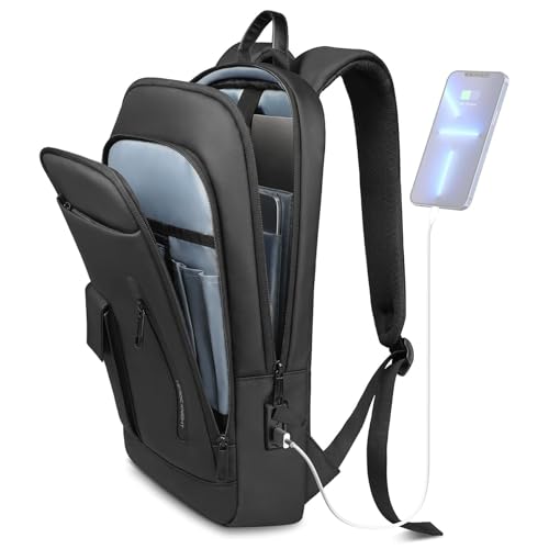 Slim Laptop Backpack for Men, Business Backpack with USB Charging Port | 15.6 Inch Lightweight Travel Backpack, Water Resistant Small Computer Bag for Work Office College