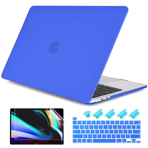 for MacBook Pro 13 inch Case 2023 2022 2021 2020 Release Model: A2338 M2/M1 A2289 A2251 with Touch Bar & Touch ID, Frosted Matte Plastic Hard Shell Case & Keyboard Cover, Deep Blue - color: Deep Blue